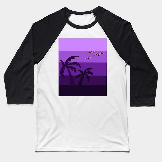 Purple gradient palm tree silhouette Baseball T-Shirt by Artonmytee